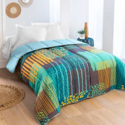 Dekbed<Blancheporte Bedrukt dekbed in microvezel, Savane - 200g/m2 smaragd