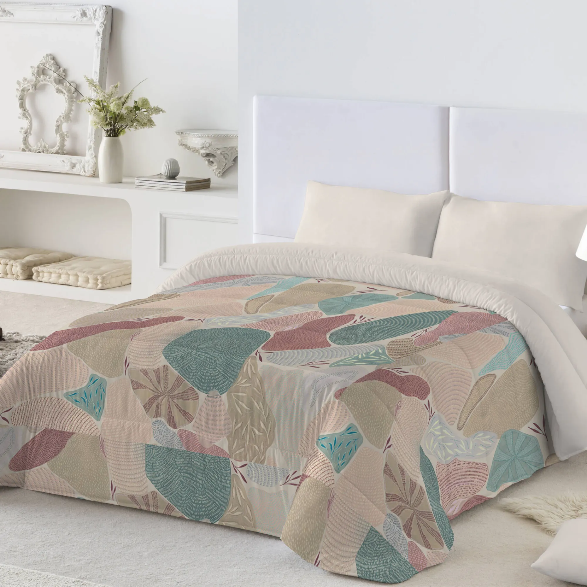 Dekbed<Blancheporte Bedrukt dekbed in microvezel Catalan 200 g/m² blauw / roze
