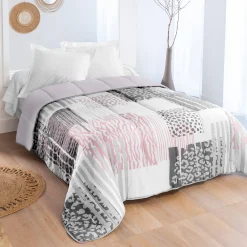 Dekbed<Blancheporte Bedrukt dekbed in microvezel, Savane - 400g/m2 grijs