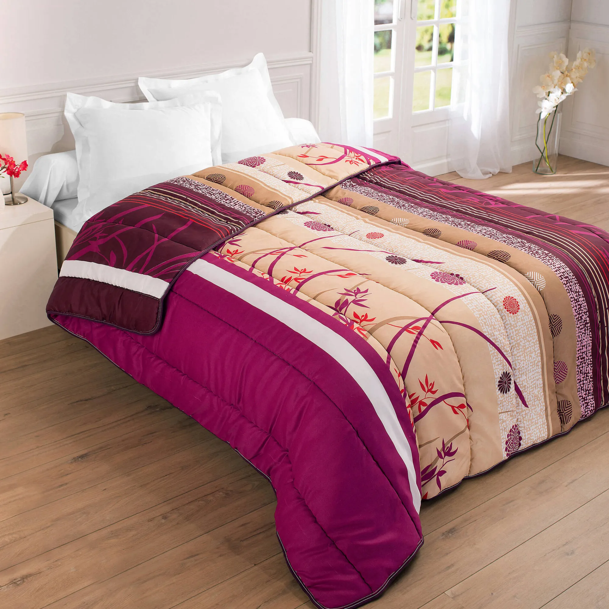 Dekbed<Blancheporte Bedrukt dekbed in microvezel Floral 200 g/m2 fuchsia