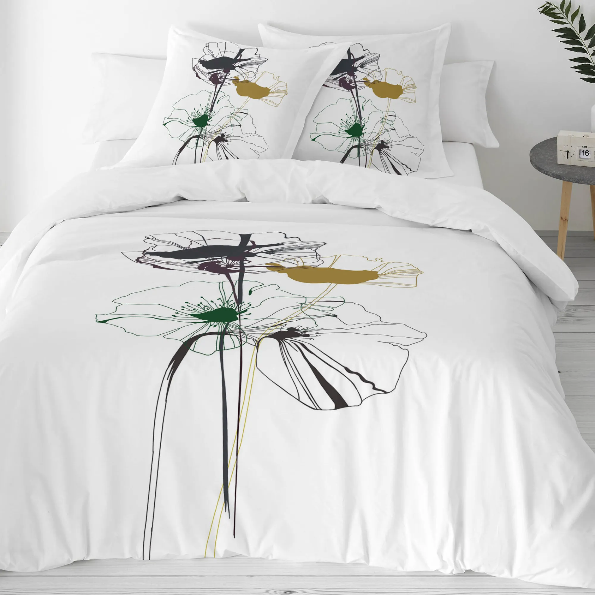 Delige Bedlinnenset|Kussensloop<Blancheporte Bedrukt katoenen Poppy beddengoed wit