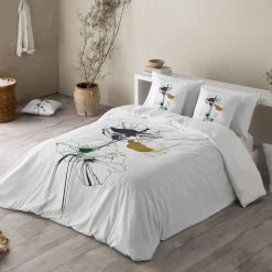 Delige Bedlinnenset|Kussensloop<Blancheporte Bedrukt katoenen Poppy beddengoed wit
