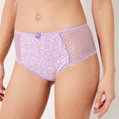 Slip En Shorty<Confidence Lingerie Bedrukt maxibroekje in katoen en kant Tropea - set van 4 koraal + mauve