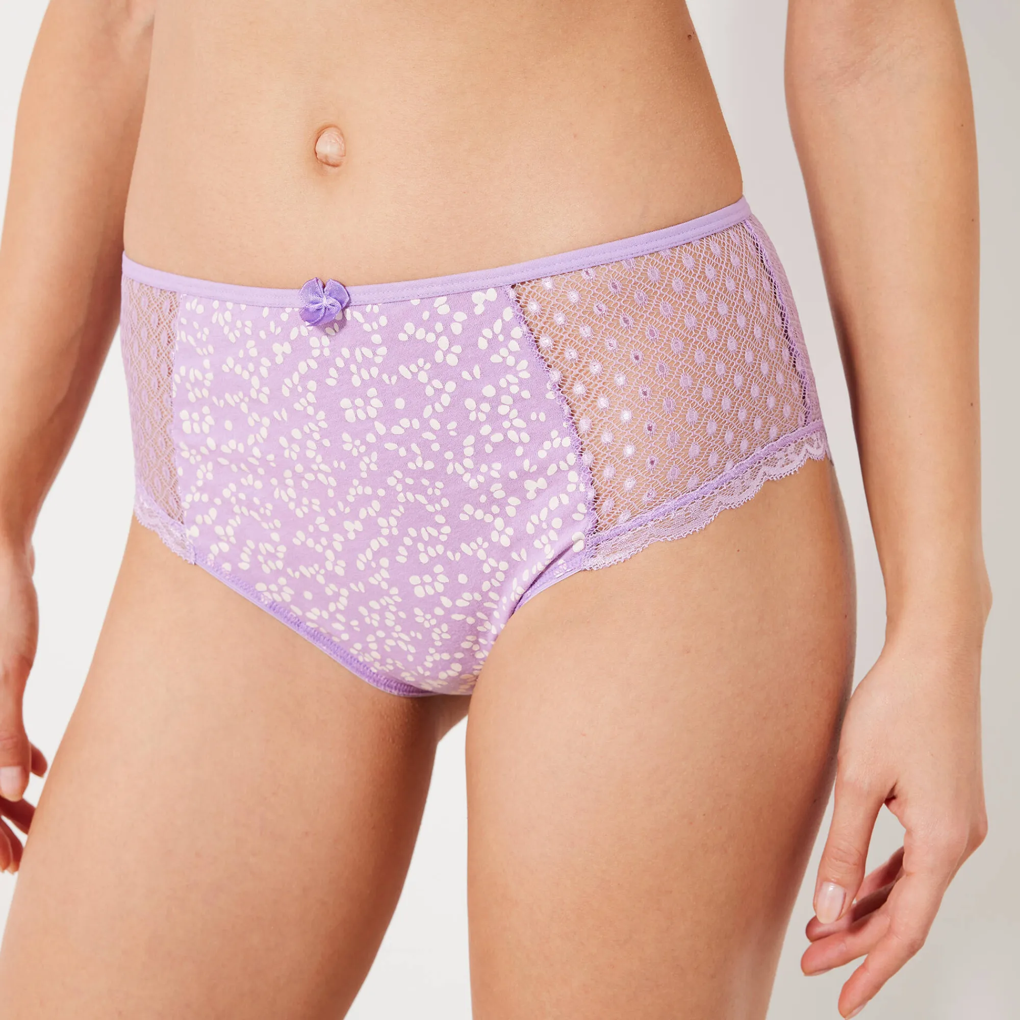 Slip En Shorty<Confidence Lingerie Bedrukt maxibroekje in katoen en kant Tropea - set van 4 koraal + mauve