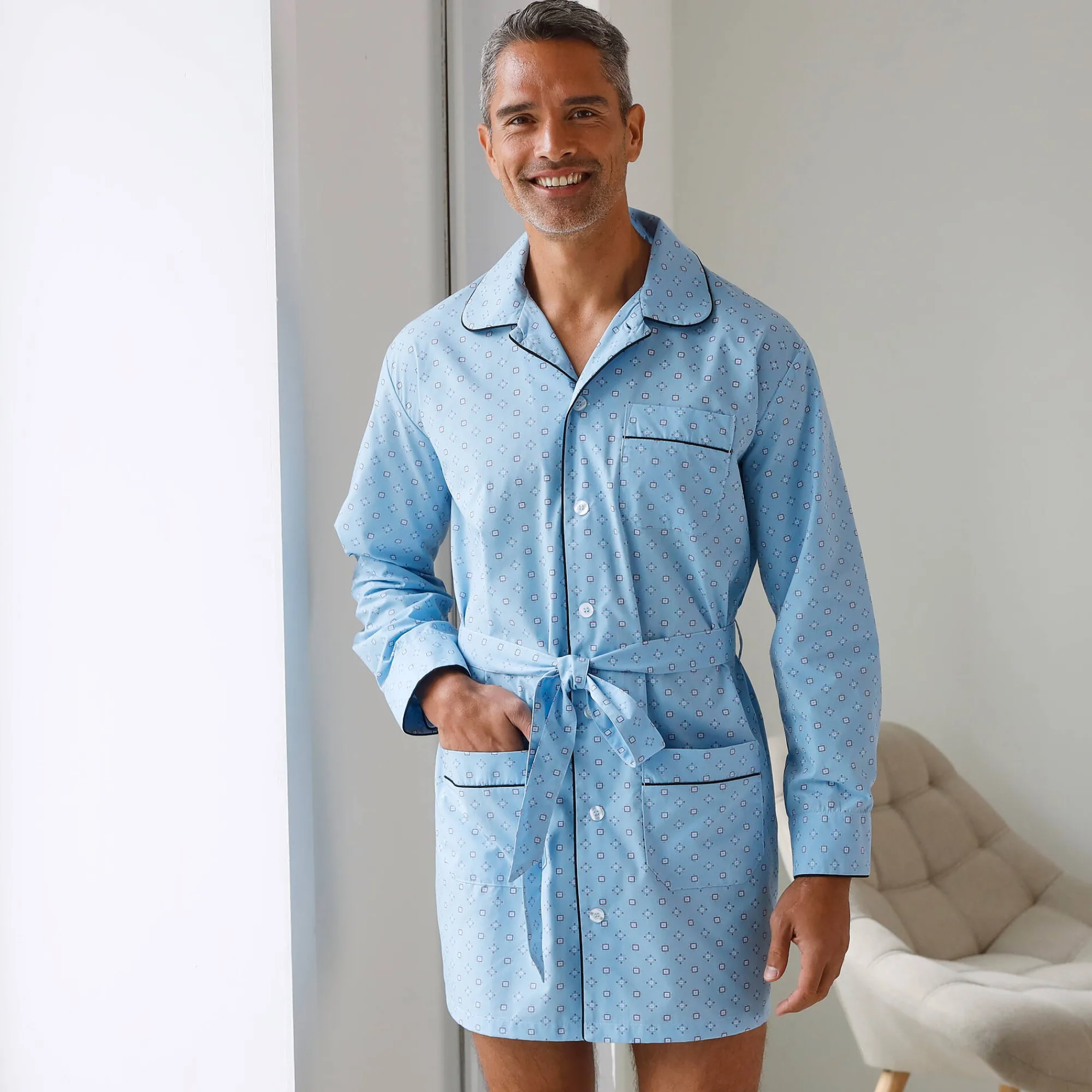 Pyjama En Kamerjas<Blancheporte Bedrukt pyjamajasje - popeline van polykatoen blauw