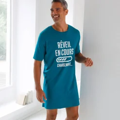 Pyjama En Kamerjas<Blancheporte Bedrukt pyjamashirt in maximodel 'réveil en cours' eendenblauw