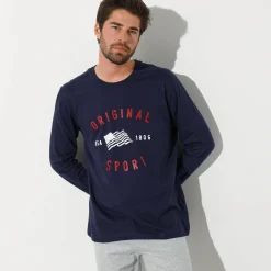 Pyjama En Kamerjas<Blancheporte Bedrukt pyjamashirt met lange mouwen marine