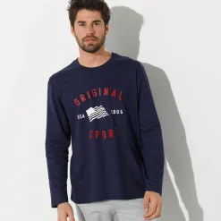 Pyjama En Kamerjas<Blancheporte Bedrukt pyjamashirt met lange mouwen marine
