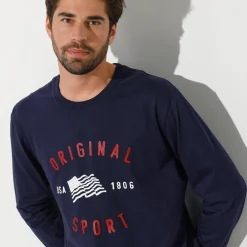 Pyjama En Kamerjas<Blancheporte Bedrukt pyjamashirt met lange mouwen marine