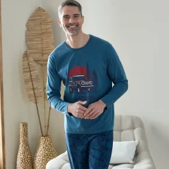 Pyjama En Kamerjas<Blancheporte Bedrukt pyjamashirt met lange mouwen grijsblauw