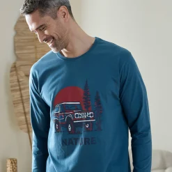 Pyjama En Kamerjas<Blancheporte Bedrukt pyjamashirt met lange mouwen grijsblauw