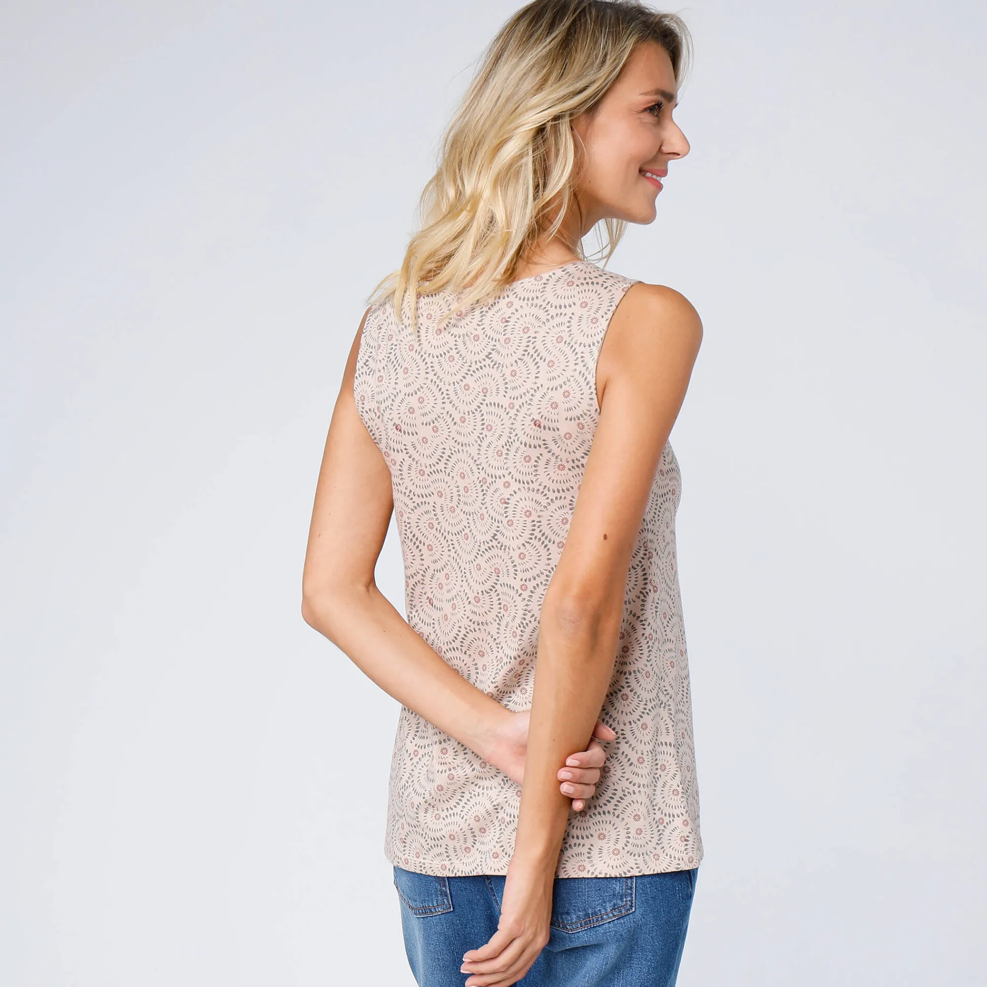 T-Shirt En Topje<Blancheporte Bedrukt topje met ronde hals beige / kaki