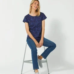 T-Shirt En Topje<Blancheporte Bedrukt T-shirt met korte mouwen marine