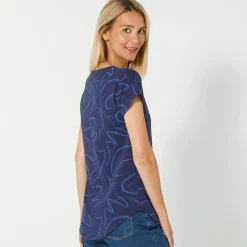 T-Shirt En Topje<Blancheporte Bedrukt T-shirt met korte mouwen marine