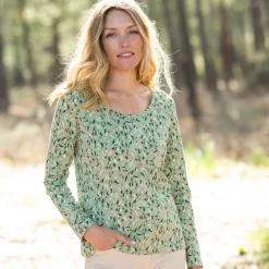 T-Shirt En Topje<Blancheporte Bedrukt T-shirt met lange mouwen in biokatoen(**) groen