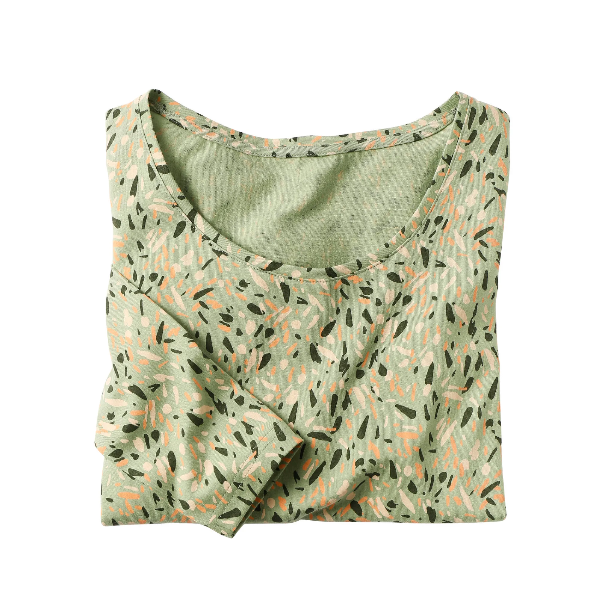 T-Shirt En Topje<Blancheporte Bedrukt T-shirt met lange mouwen in biokatoen(**) groen