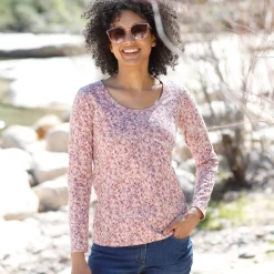 T-Shirt En Topje<Blancheporte Bedrukt T-shirt met lange mouwen in biokatoen(**) roze