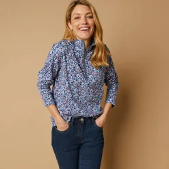 T-Shirt En Topje<Blancheporte Bedrukt T-shirt met opstaande ritskraag grijsblauw