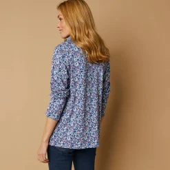 T-Shirt En Topje<Blancheporte Bedrukt T-shirt met opstaande ritskraag grijsblauw