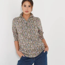 T-Shirt En Topje<Blancheporte Bedrukt T-shirt met opstaande ritskraag kaki