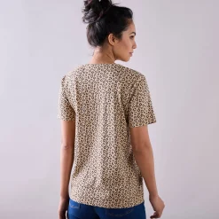 T-Shirt En Topje<Blancheporte Bedrukt T-shirt met ronde hals en korte mouwen beige / zwart