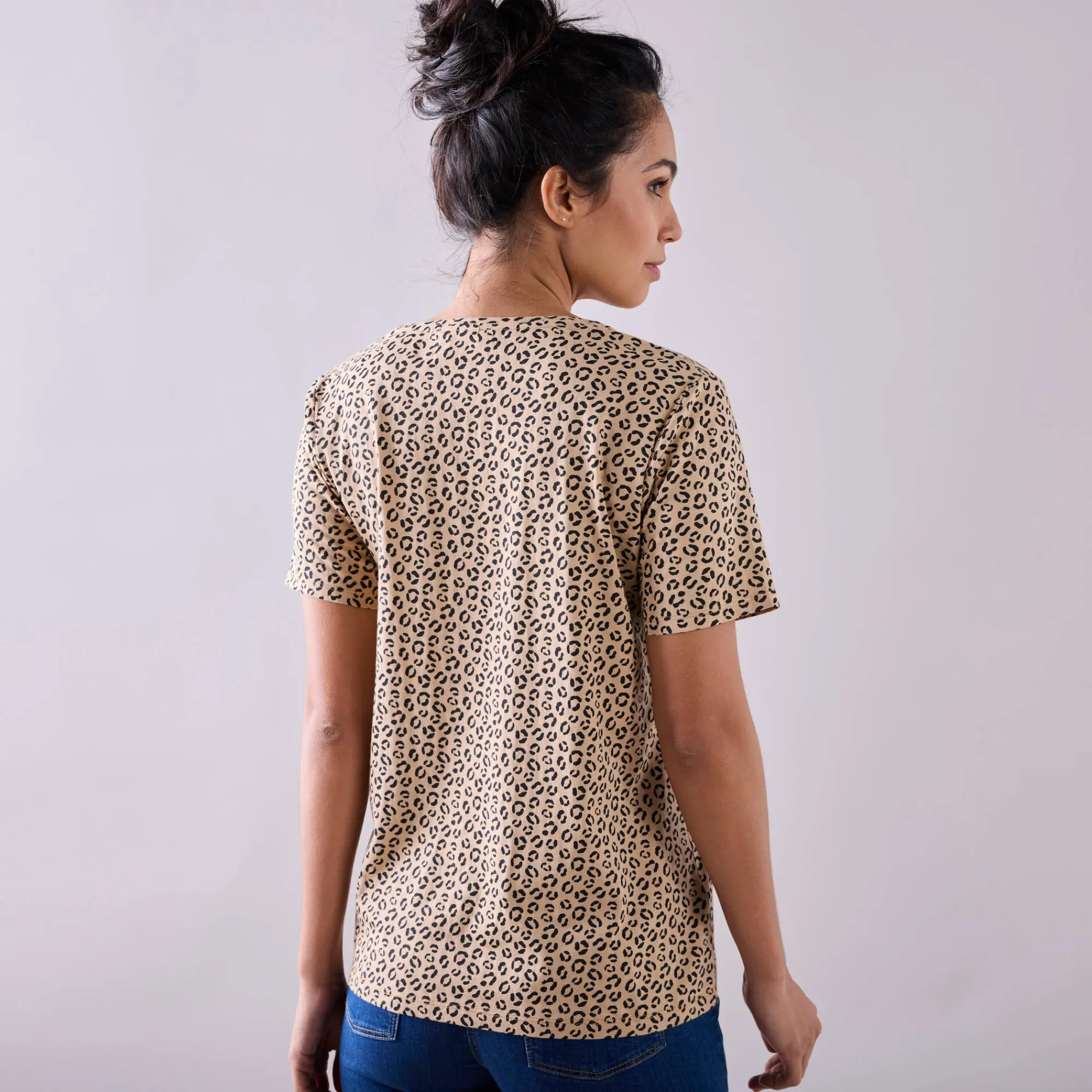 T-Shirt En Topje<Blancheporte Bedrukt T-shirt met ronde hals en korte mouwen beige / zwart