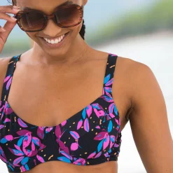 Badmode|Badmode<Blancheporte Bedrukte bikinibeha in minimizermodel Lokia - met flexibele beugels zwart / fuchsia