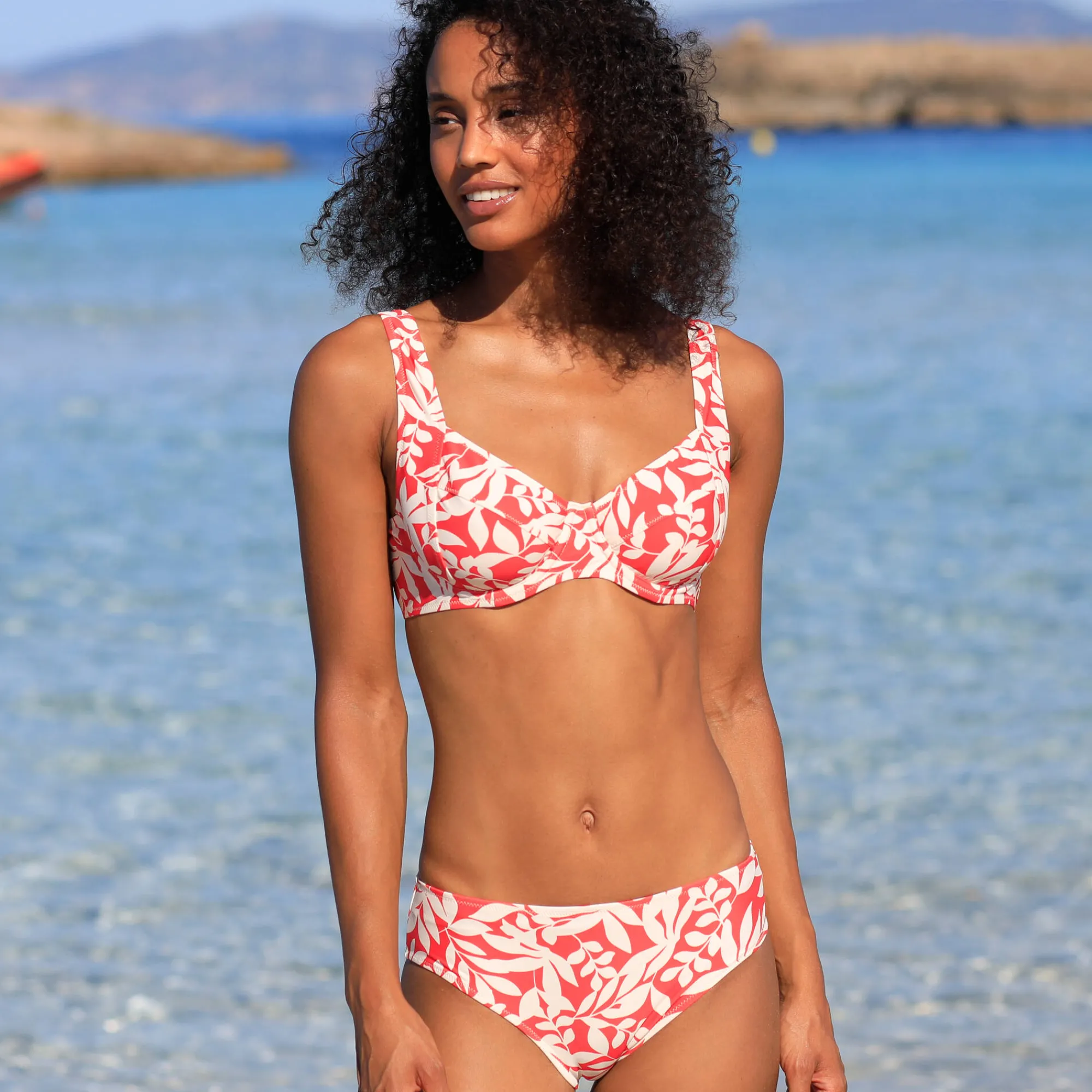 Badmode|Badmode<Blancheporte Bedrukte bikinislip in midimodel Linao grenadine / ecru