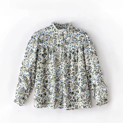 Bloes En Tuniek<Blancheporte Bedrukte bloes met stroken, crepon ecru / blauw