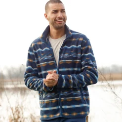 Sweater|Trui En Vest<Blancheporte Bedrukte blouson met rits, in microfleece blauw / beige