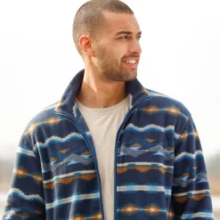 Sweater|Trui En Vest<Blancheporte Bedrukte blouson met rits, in microfleece blauw / beige