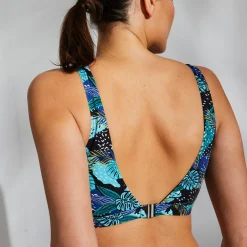 Badmode|Badmode<Blancheporte Bedrukte brassière zonder beugels, post-operatieve PALOMBIA lijn zwart / blauw