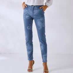 Broek<Blancheporte Bedrukte broek met kasjmiermotief indigo