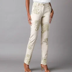 Broek<Blancheporte Bedrukte broek met kasjmiermotief beige