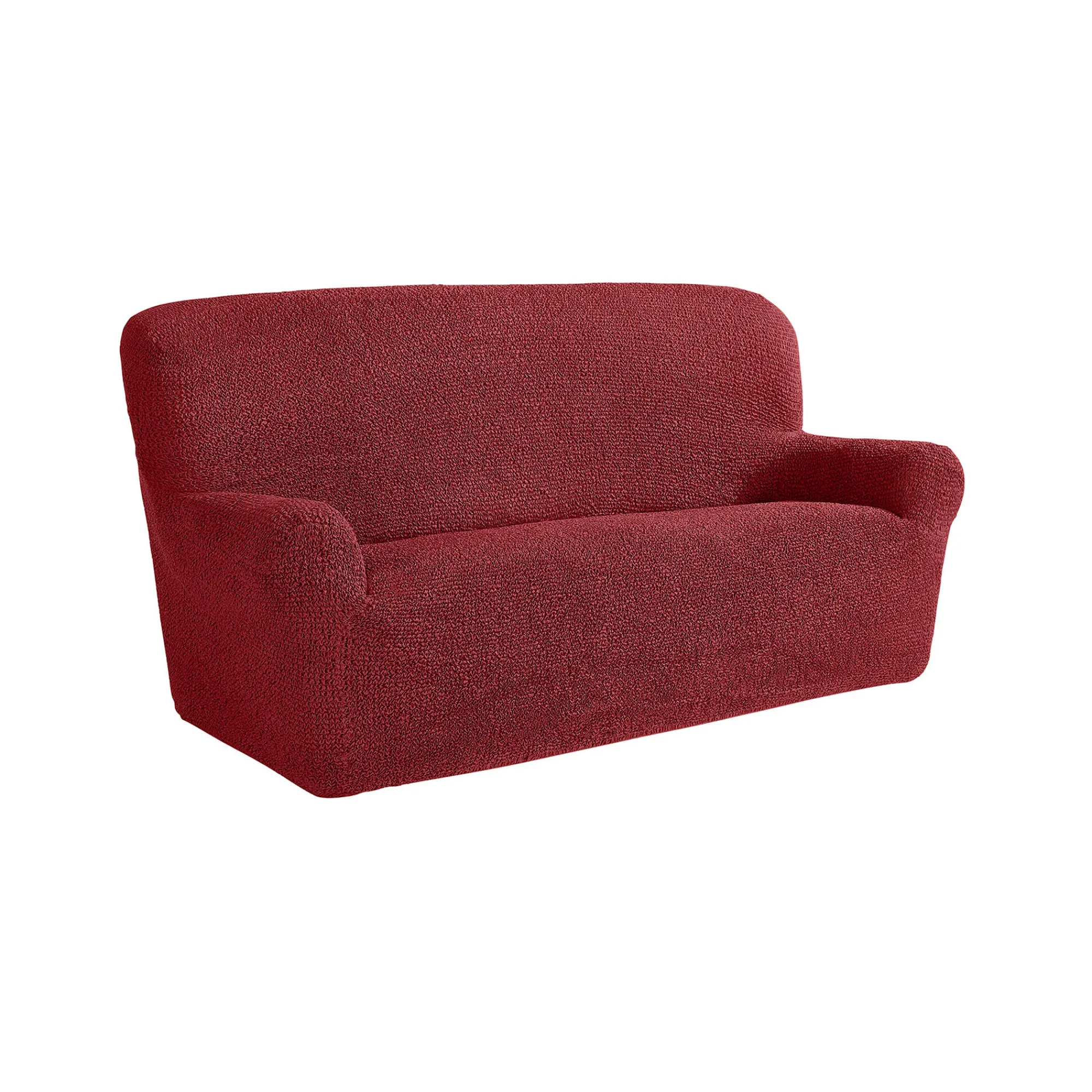 Zitbankhoes<Blancheporte Bedrukte en gewafelde bi-rekbare hoes voor fauteuil en zitbank bordeaux