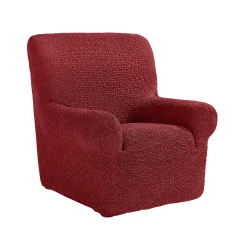 Zitbankhoes<Blancheporte Bedrukte en gewafelde bi-rekbare hoes voor fauteuil en zitbank bordeaux