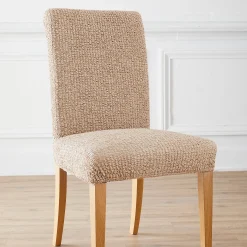 Stoelhoes<Blancheporte Bedrukte en gewafelde bi-rekbare stoelhoes in microvezel beige