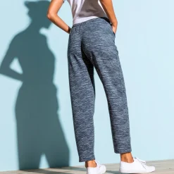 Broek<Blancheporte Bedrukte joggingbroek in geruwd molton chiné marine