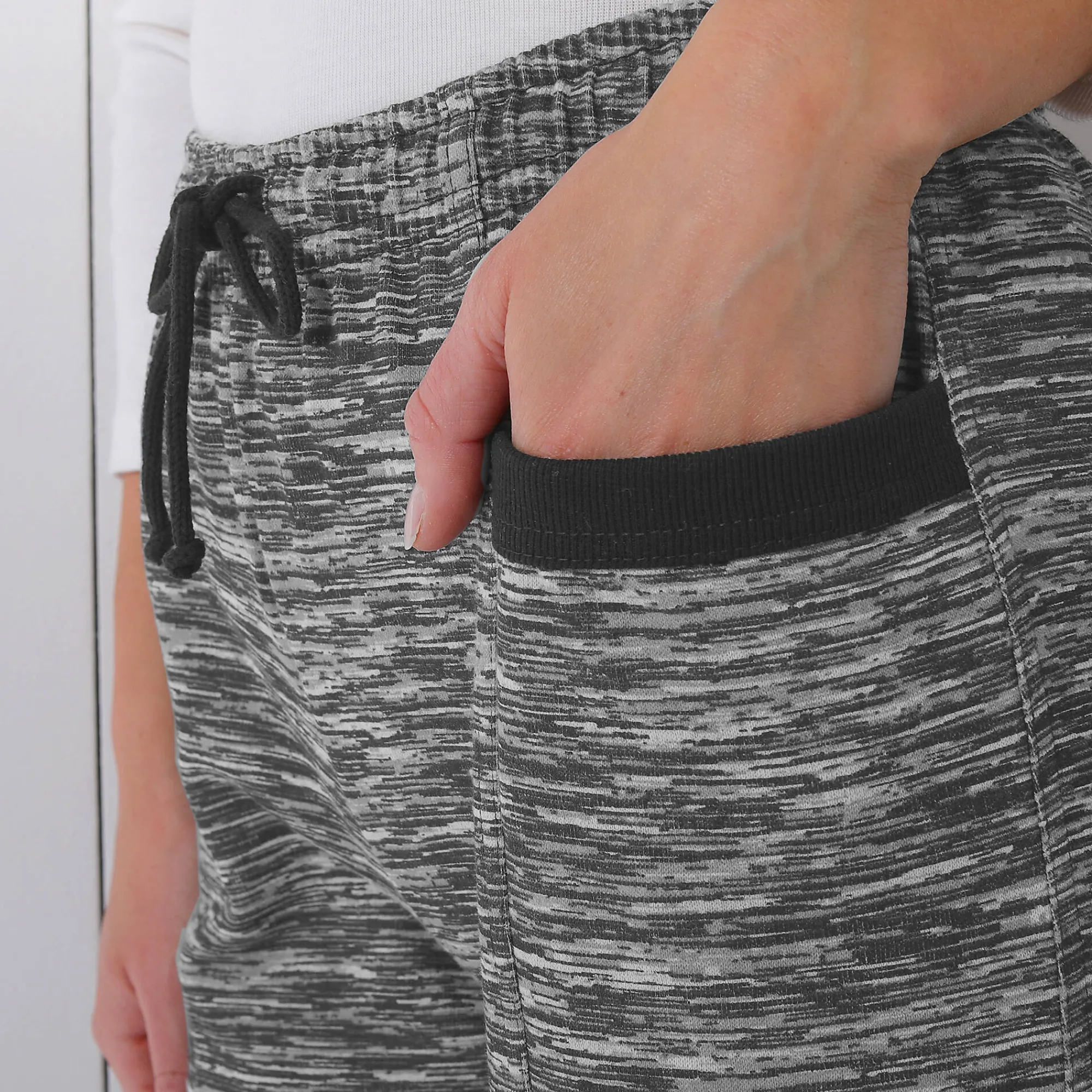 Broek<Blancheporte Bedrukte joggingbroek in geruwd molton chiné zwart