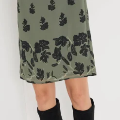 Feestoutfits Dames|Jurk<Blancheporte Bedrukte jurk in voile, 3/4-mouwen bronskleur / zwart