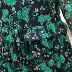 Jurk<Blancheporte Bedrukte jurk met stroken zwart / groen