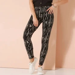 Legging<Blancheporte Bedrukte legging, elastische taille zwart / beige