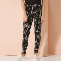 Legging<Blancheporte Bedrukte legging, elastische taille zwart / beige