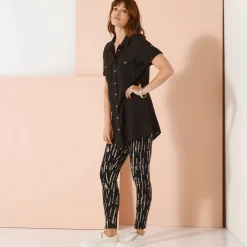 Legging<Blancheporte Bedrukte legging, elastische taille zwart / beige