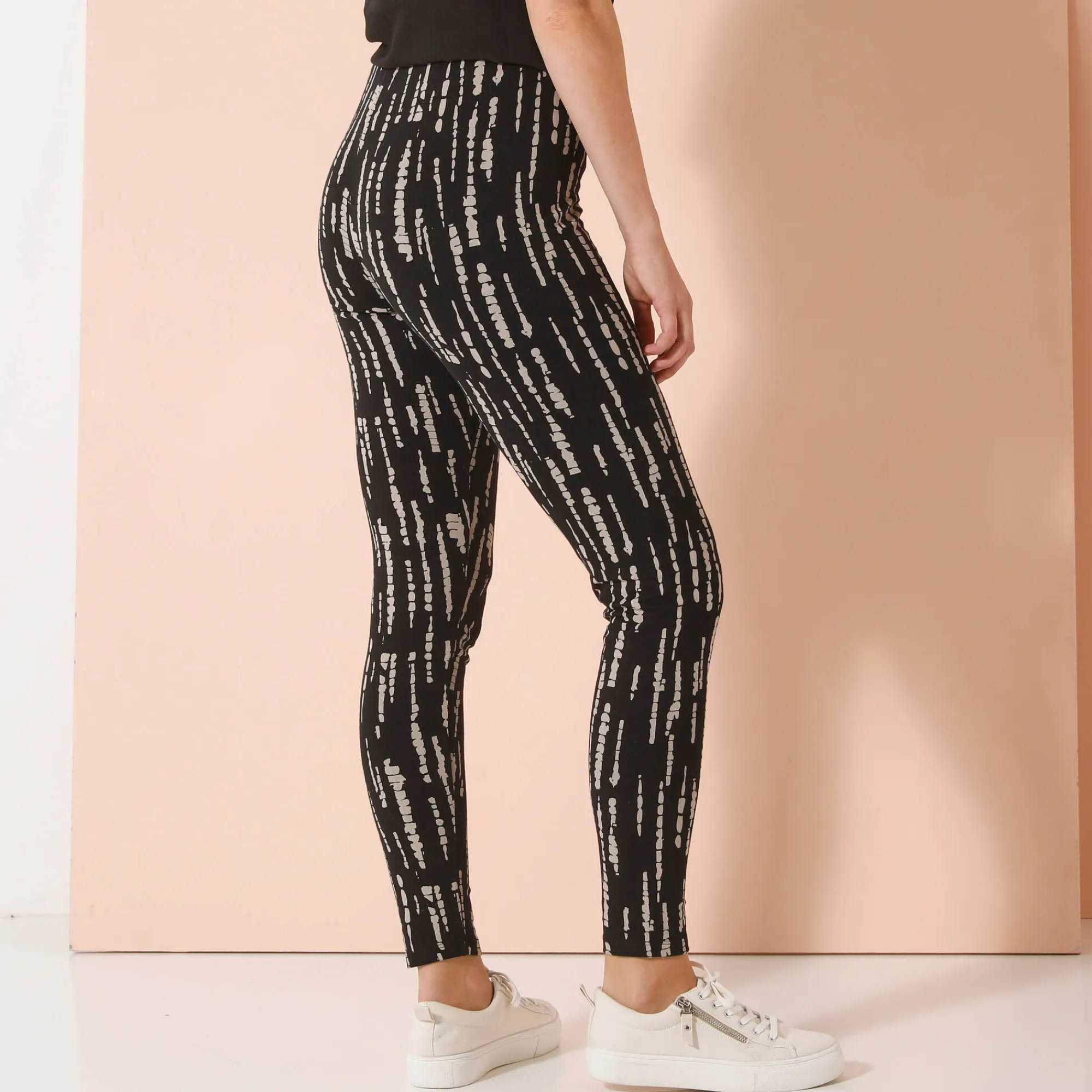 Legging<Blancheporte Bedrukte legging, elastische taille zwart / beige