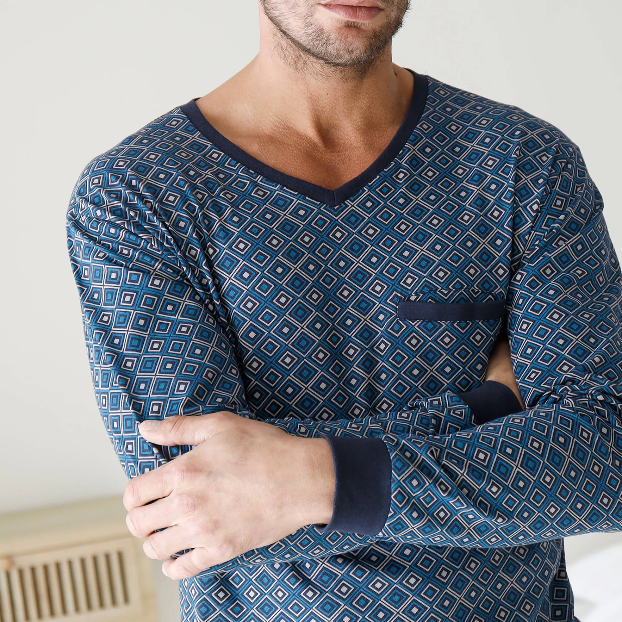 Pyjama En Kamerjas<Blancheporte Bedrukte pyjama marine / blauw