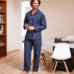 Pyjama En Kamerjas<Blancheporte Bedrukte pyjama in popeline van polyester/katoen marine