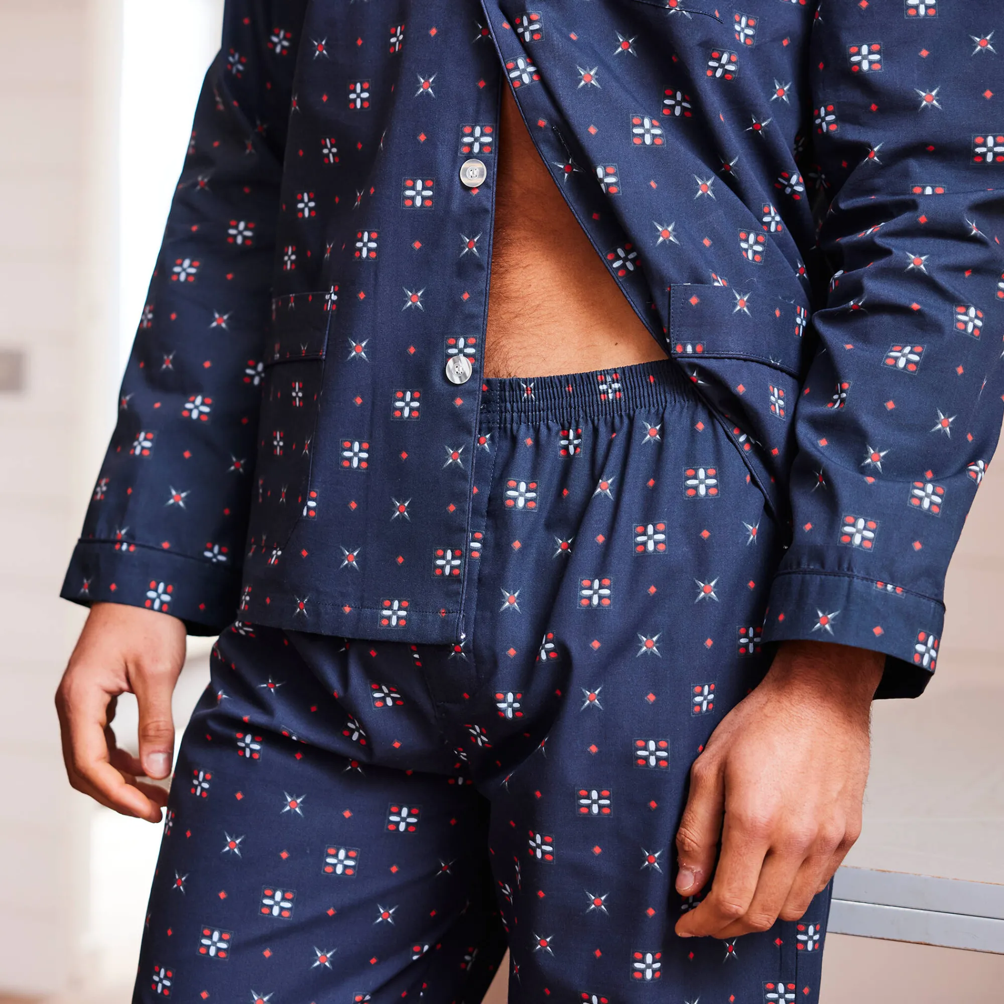 Pyjama En Kamerjas<Blancheporte Bedrukte pyjama in popeline van polyester/katoen marine