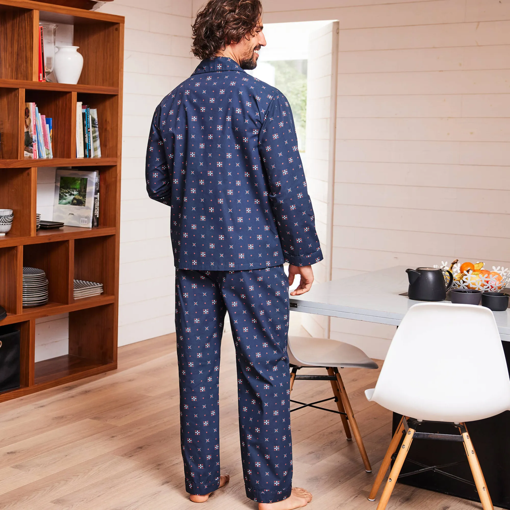 Pyjama En Kamerjas<Blancheporte Bedrukte pyjama in popeline van polyester/katoen marine