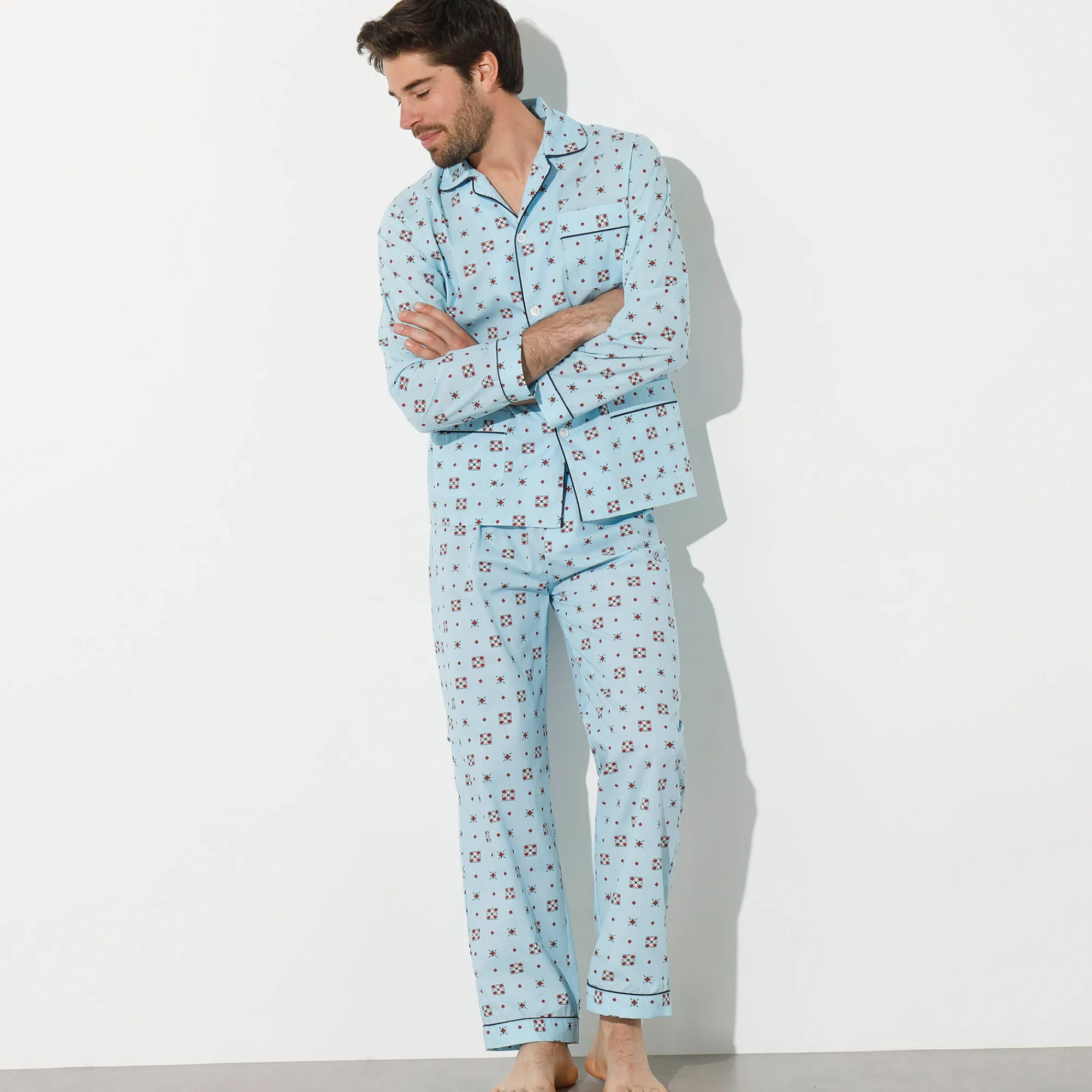 Pyjama En Kamerjas<Blancheporte Bedrukte pyjama in popeline van polyester/katoen blauw